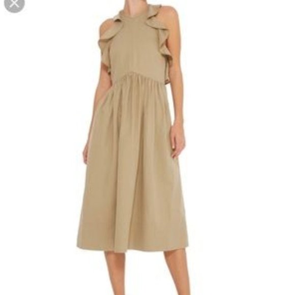 Ulla Johnson Dresses & Skirts - Ulla Johnson Tan Twill Cecily Sleeveless Midi-dress